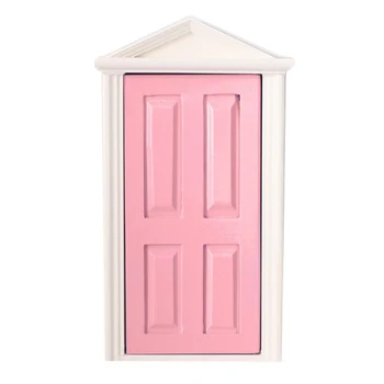 

1:12 Scale Wooden Fairy Steepletop Door Dollhouse Miniature Accessory Pink