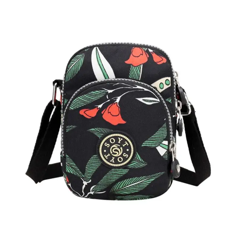 Модные женские сумки, сумки-мессенджеры, одноцветные нейлоновые водонепроницаемые сумки через плечо, женские мини-сумки через плечо, женские вечерние сумки - Цвет: Floral Green