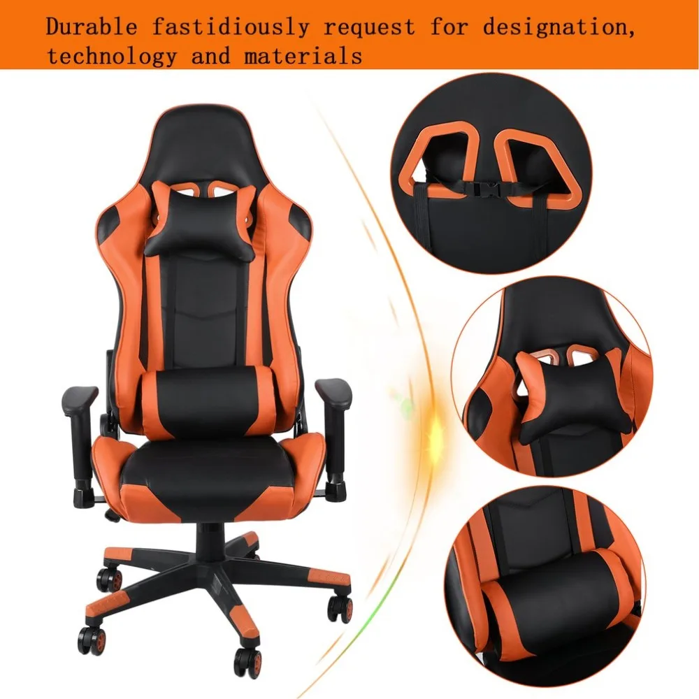 

(Ship From UK) Ergonomic Gaming Chair Home Office High Back Computer Chair With Headrest Lumbar Support Racing Gaming Chair