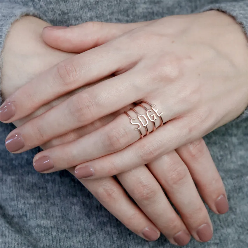 Цвета: золотистый, серебристый персонализированные Anillos Mujer номер начальную букву кольца Для мужчин Нержавеющая сталь пользовательское