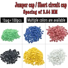 Tampa e arame de ponte com 100 peças, tampa e carcaças de fio 2.54mm, brilhante, preto, amarelo, branco, verde, vermelho e azul