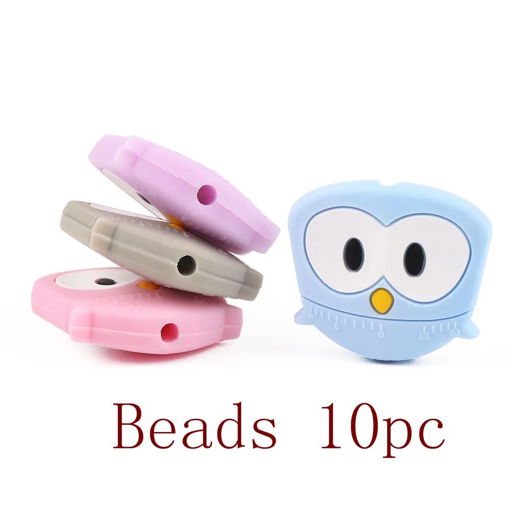 

TYRY.HU 10pc Carton Silicone Beads Chew Necklace Bird Teether bead Teething Toys Accessories