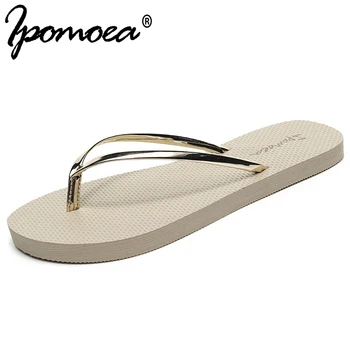 

Ipomoea 2019 Summer Hot Sale Golden Women Flip Flops Beach Slippers Lightweight Summer Shoes Sweet EVA Footwear Drop Shipping