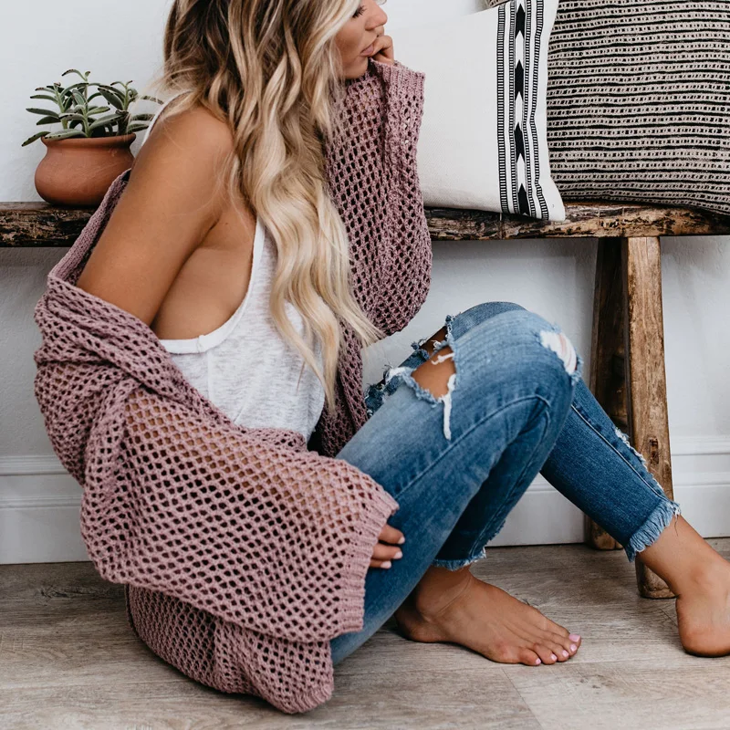 الجوف خارج مثير الاخفاء النساء البلوزات الصيف الأرجواني طويلة الشاطئ قميص للنساء عطلة فضفاض محبوك بلوزة 2019