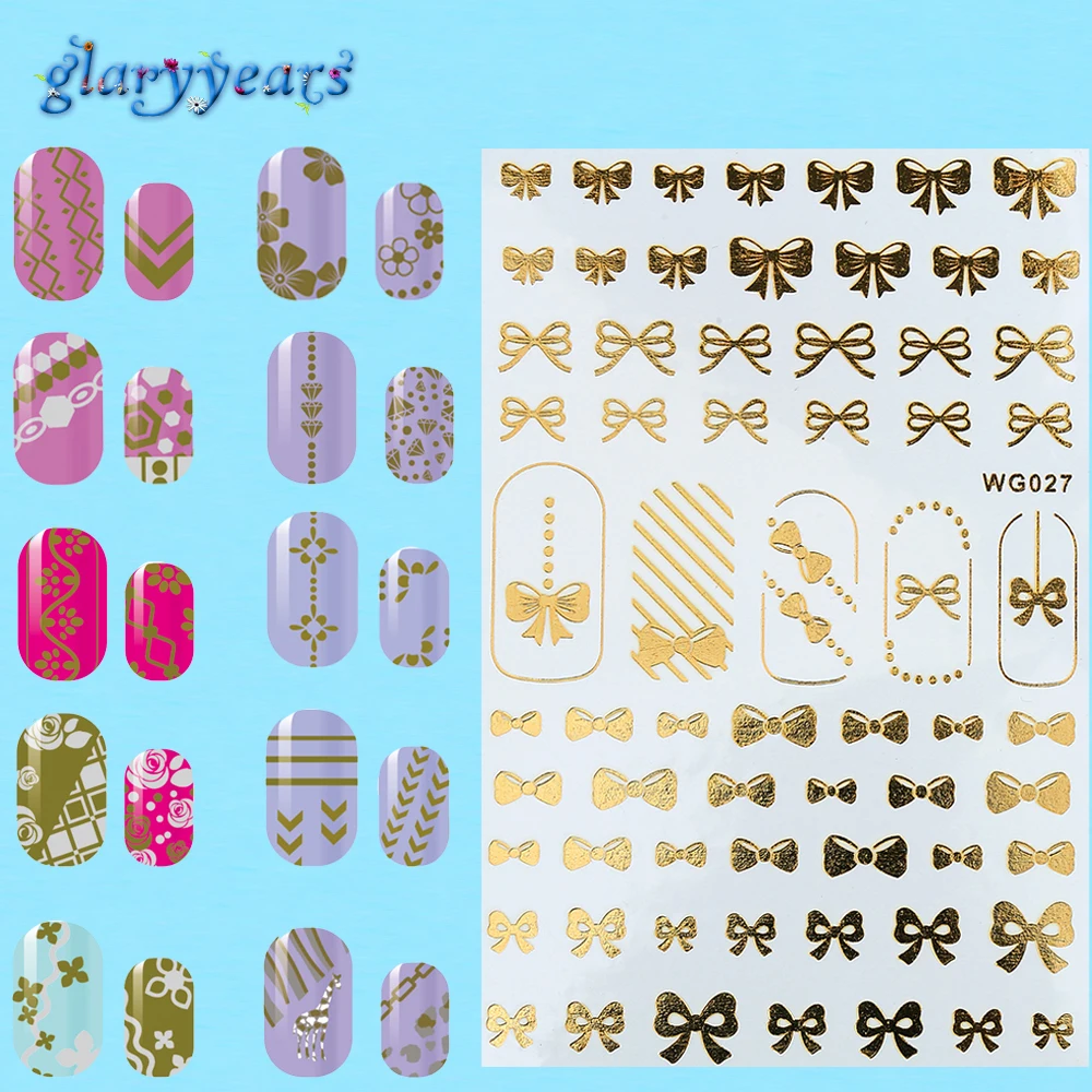

1pc Water Transfer 32 Patter Designs Nail Sticker Romantic Flash Gold Silver Flower Heart Design Nail Art Sticker Decor Decal