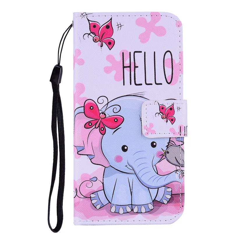 Милый кошелек с рисунком кота для Red mi 6 Pro 6A 4X 5A mi A2 Lite чехол для Red mi 5 Plus Note 4 6Pro чехол для телефона iPhone 5 5S SE 6S - Цвет: Butterfly Elephant