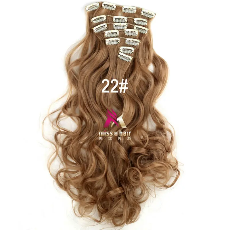 Miss U Hair 1" 45 см 130 г длинные волнистые синтетические заколки для наращивания волос штук 7 шт./компл. Термостойкое волокно