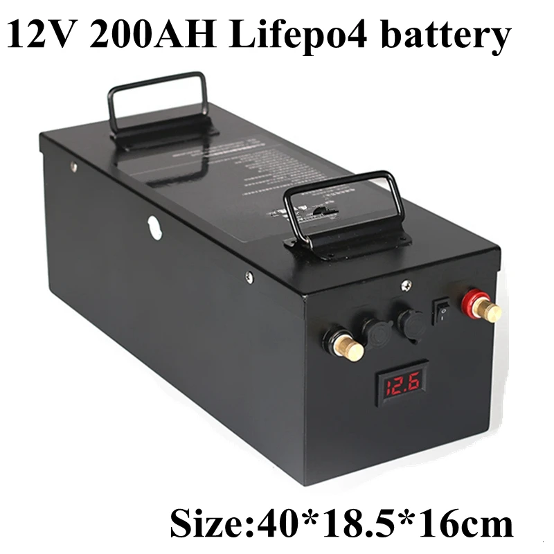 Водонепроницаемый Lifepo4 12 В 200AH литиевая батарея Емкость 100A BMS 4S для 1200 Вт Инвертор EV рыболовная лодка пропеллер+ 10А зарядное устройство