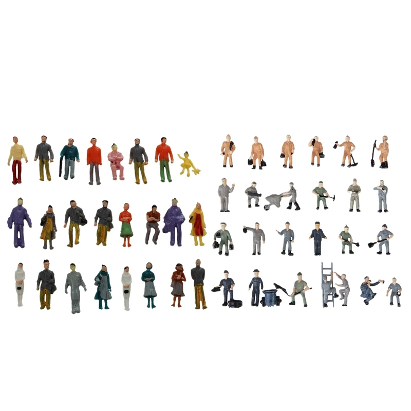 

24 Pcs Colorful Painted Sand Table Model Railway Passenger Figures Scale (1 To 87) & 25pcs 1:87 Figurines Painted Figures Mini