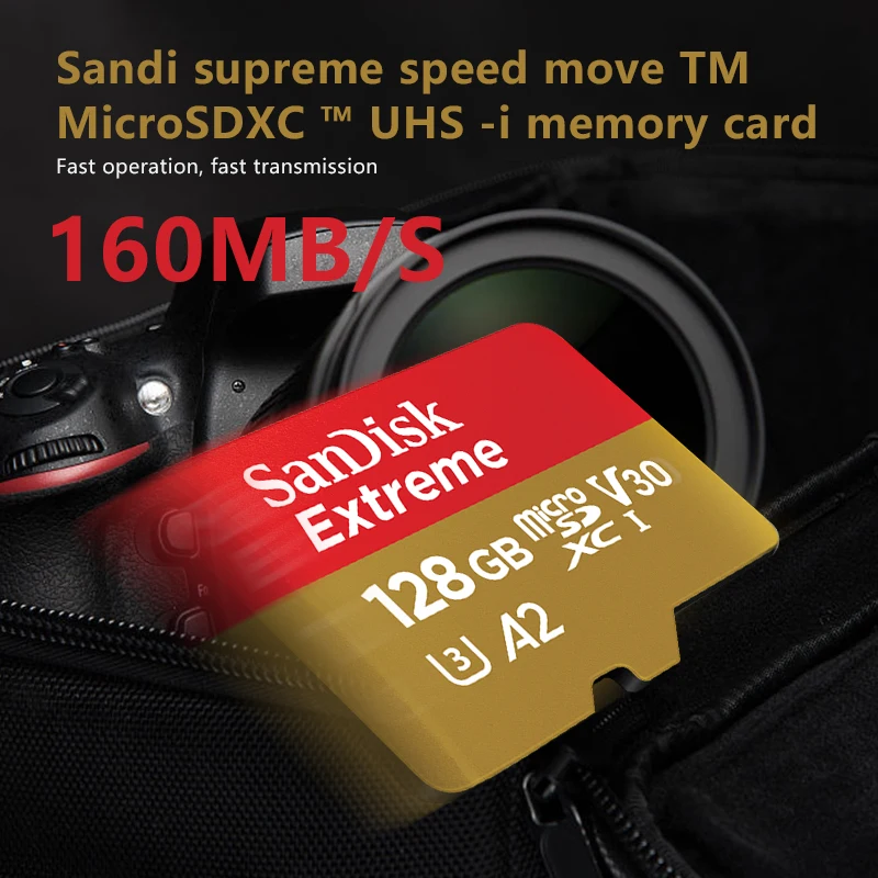 Карта памяти SanDisk Extreme & Ultra Micro SD карта класса 10 U3 V30 A2 micro SDHC/SDXC 64 ГБ 128 256 TF для