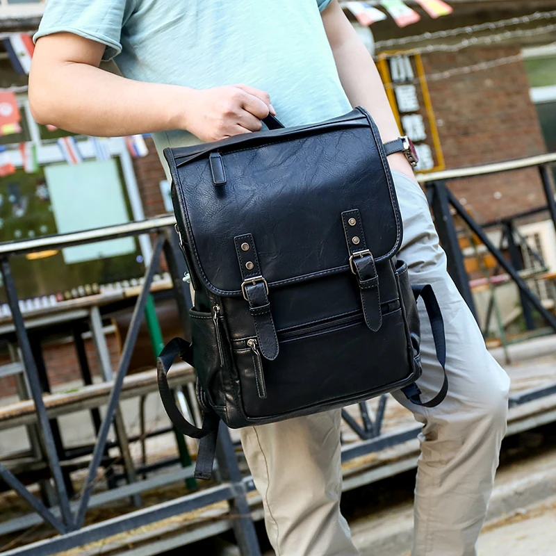 Модный мужской повседневный рюкзак для путешествий, школьный рюкзак для мужчин, вместительная роскошная сумка для подростков, Mochila, рюкзаки для ноутбука из натуральной кожи