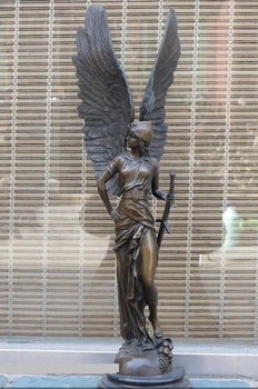 

bi002260 25"Western ART Bronze Matrble wing Statue Greek wisdom goddess of beauty Athena