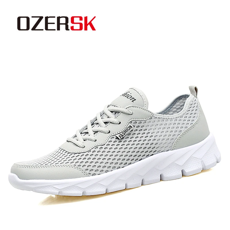 OZERSK Fashion Men Casual Shoes 2022 Spring Summer Breathable Mesh Lace Up Flats Mens Male Sneakers Big Plus Size 35-48 |