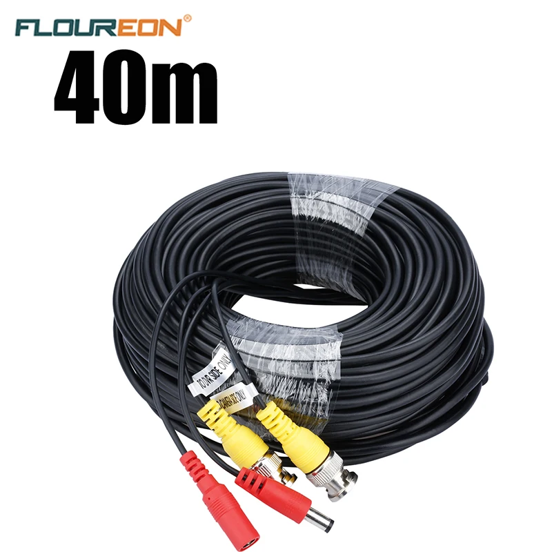 

FLOUREON 40M BNC Cable CCTV DVR Camera Recorder system Video Cable DC Power Security Surveillance