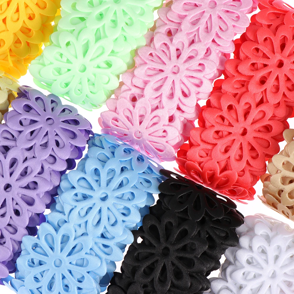 

2Yards 40mm Hollow Out Flower Trim Lace Embellishment DIY Accessories Solid Color Ribbons Sewing Handcraft