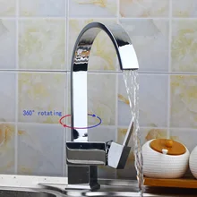 ДЕ 360 Современных Поворотный Поток Носик Chrome Латунь Отделка Бортике Кран Кухонная Раковина Кран Горячей и Холодной Смесителя