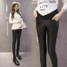 Maternity Leggings Skinny Fake Leather Legging Pregnant Women Low-waist Spring Autumn Winter Pant Long Slim PU Leather Pant B356