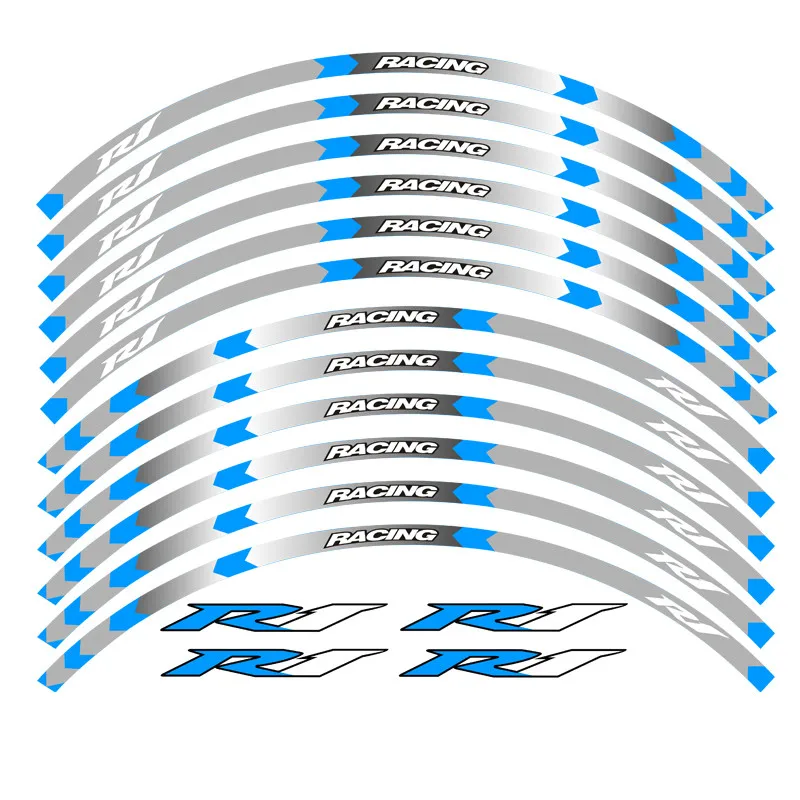 Новинка, высокое качество, 12 шт., подходят для колес мотоцикла, стикер, полоса, отражающая оправа для Yamaha YZFR1 YZF R1