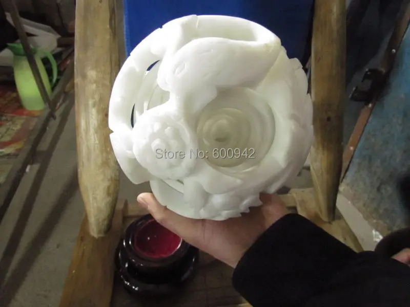 8 слоев Природа Белый нефритовый шар-головоломка огромная Сфера чистая ручная работа, Резной орнамент дракон