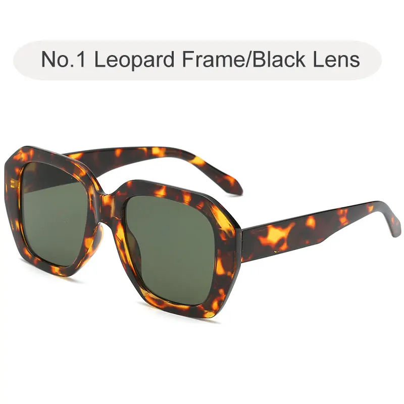 Винтажные негабаритные Квадратные Солнцезащитные очки для женщин Роскошные брендовые негабаритные большие солнцезащитные очки в оправе женские новые модные очки Oculos - Цвет линз: C1 Leopard-Black