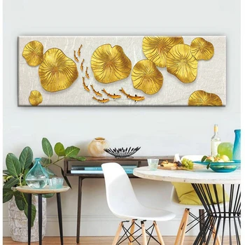 

Nordic Golden Plants Flowers Leaf Canvas Painting Poster Print Unique Decor Wall Art Pictures For Living Room Bedroom