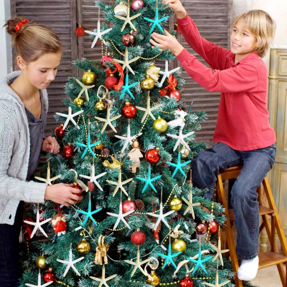 OurWarm 30PCS Resin Starfish Mermaid Party Decorations 2018 New Year Christmas Tree Decoration for Home Event Party Supplies in Party DIY Decorations from