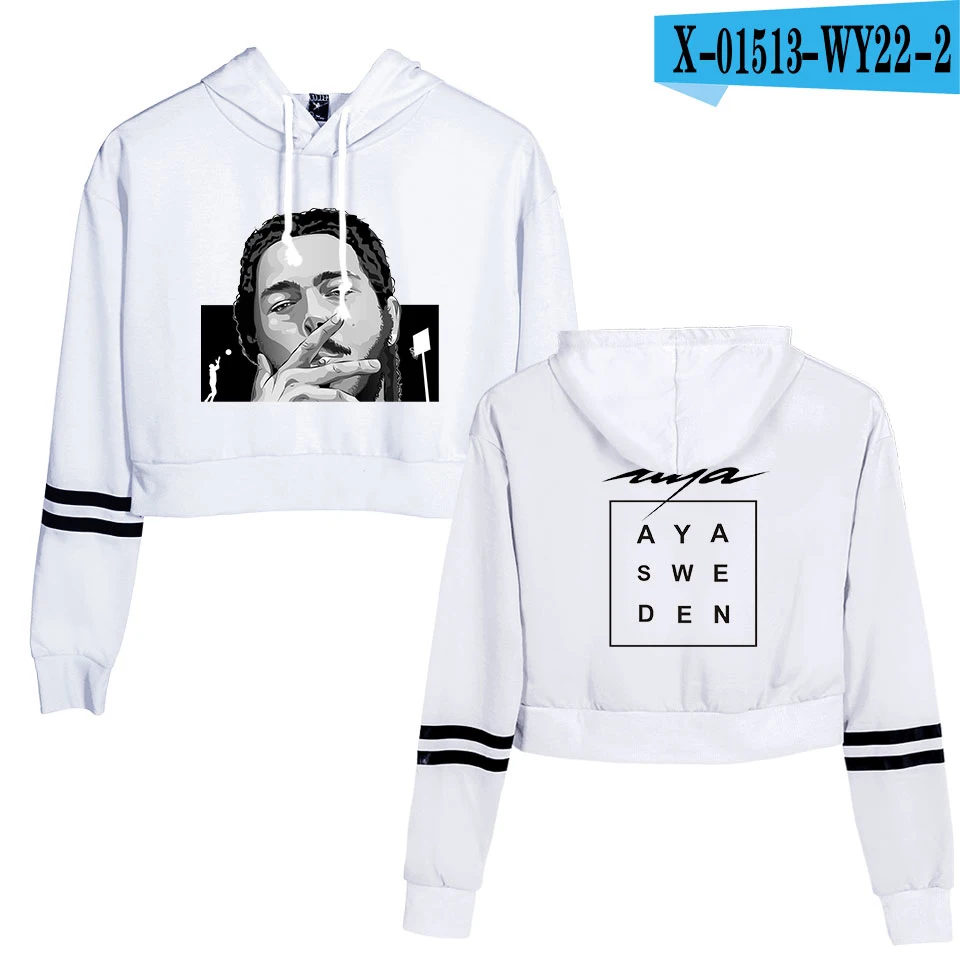 Post Malone толстовка с капюшоном в стиле хараджуку женская уличная укороченная толстовка с надписью Осенняя женская модная одежда корейская Moletom - Цвет: white