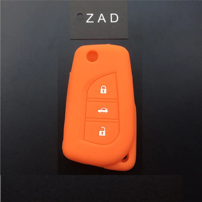 ZAD 3 кнопки силиконовый чехол для ключей от машины держатель Чехол брелока Дистанционного Управления чехол для Toyota Yaris Reiz Carola Rav4 автомобильные аксессуары - Название цвета: Оранжевый