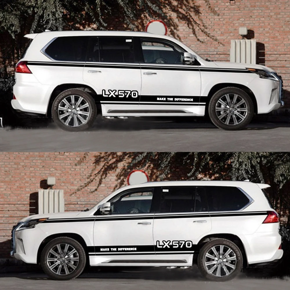 DIY пользовательские кузова в полоску Стикеры s для Lexus LX570 две стороны тела наклейка логотип Стикеры украшения наклейки Racing Стикеры 200 см