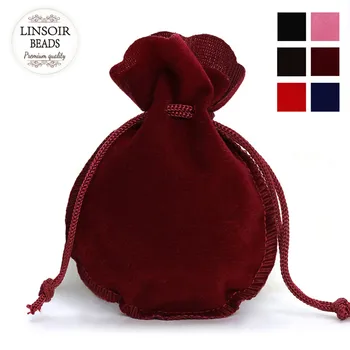 

10pcs/lot Fashion 7*9cm Velvet Bag Drawstring Pouch Black/Red Calabash Jewelry Packing Bags Wedding/Christmas Gift Bag F3991