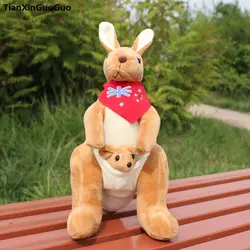 Прекрасный мультфильм желтый кенгуру около 40 см Плюшевые игрушки флаг шарф кенгуру мягкая кукла подарок на день рождения s0876
