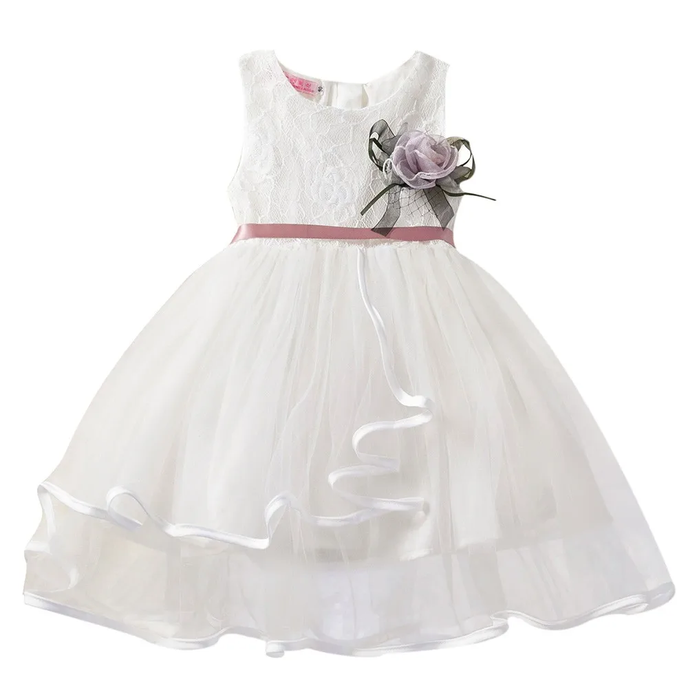 TELOTUNY платье для малышей из полиэстера; детские кружевные платья принцессы с цветочным рисунком для маленьких девочек; одежда без рукавов для выступлений; JAN23