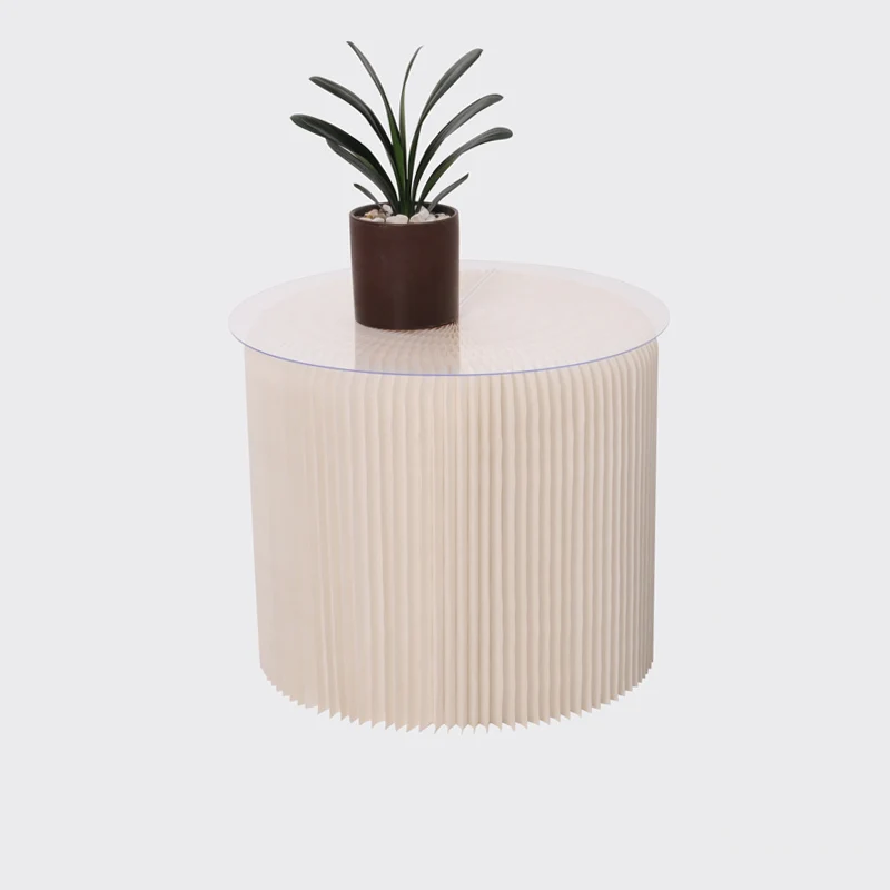 Modern living room tea table Simple sofa corner small round table Coffee table table bedroom green paper furniture
