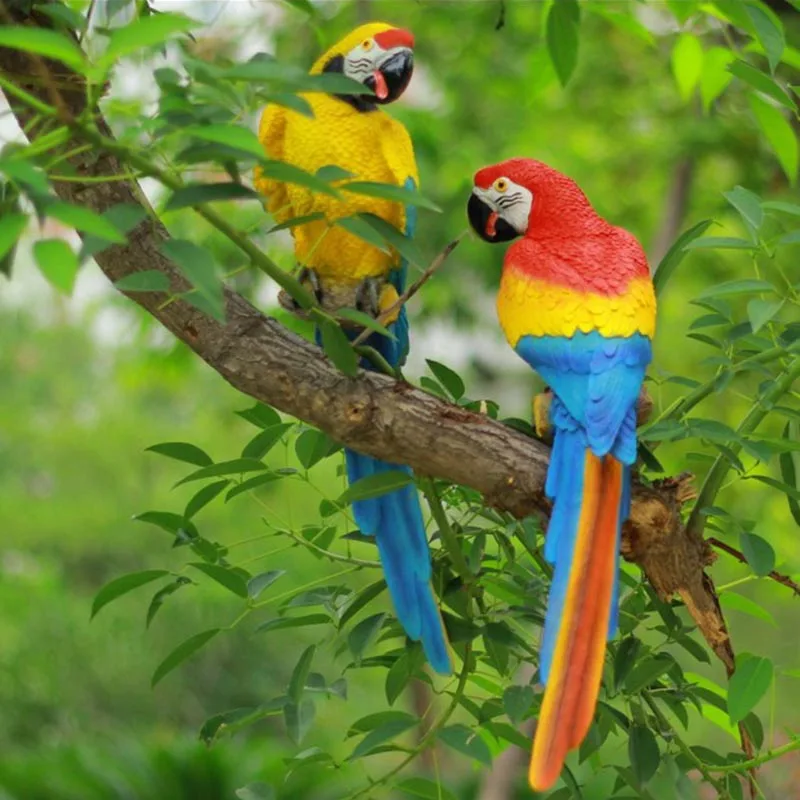

Creative Natural Resin Big Multicolor Parrot Decoration Household Garden Crafts Figurines All Handmade Bird Statue Wedding Gifts