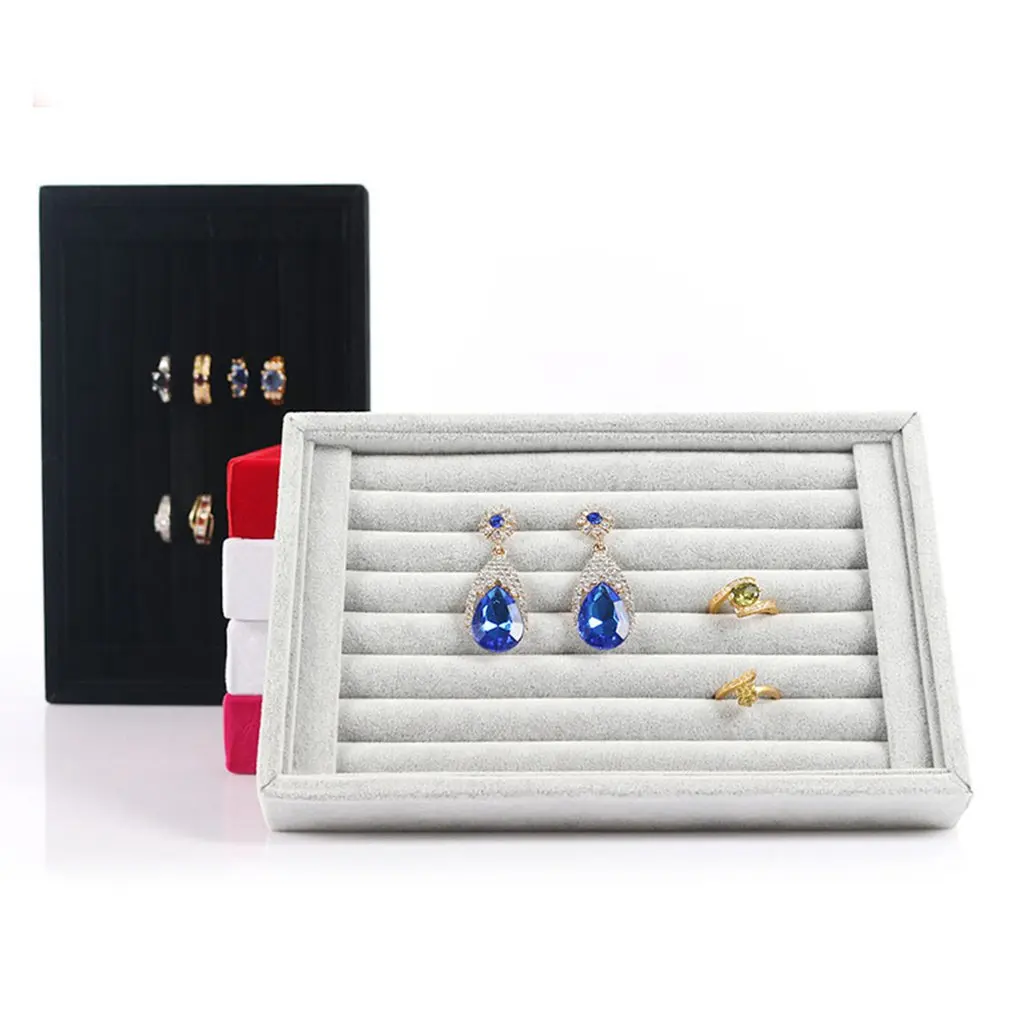Velvet Finger Ring Display Stand Holder Show Case Jewelry Organizer Display Shelf Ear Studs Rack Stoage Box Holder Tray 2019