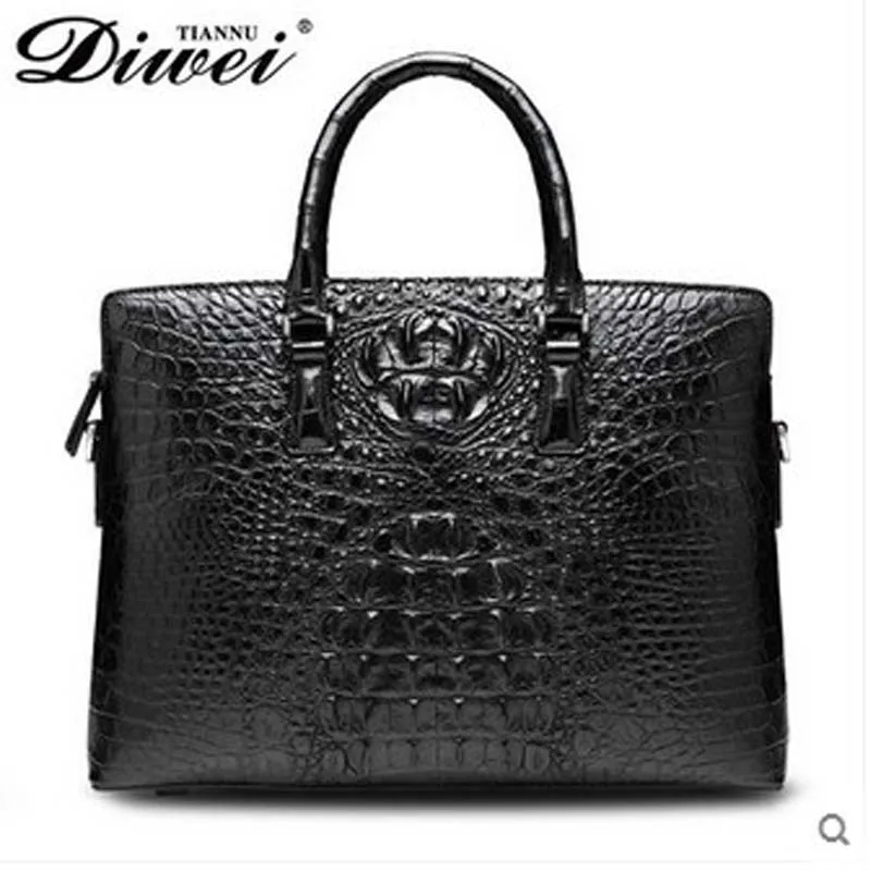 

diwei 2019 new hot free shipping crocodile men briefcase bag business and leisure cross section authentic men handbag men bag