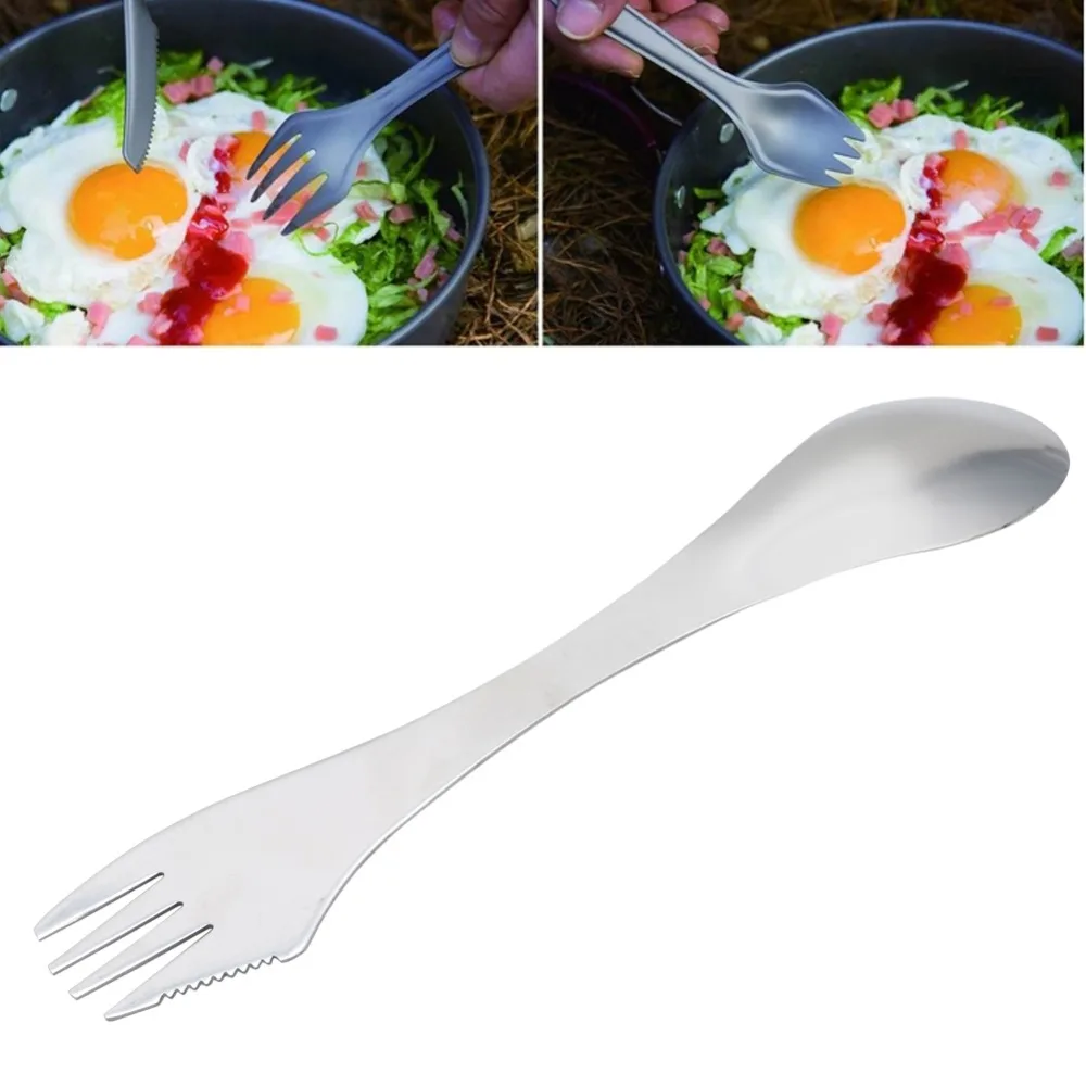 

3-in-1 Stainless Steel Spork Spoon Fork Cutlery Utensil Combo For Picnic Gadget
