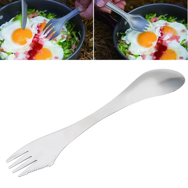 3-in-1 Stainless Steel Spork Spoon Fork Cutlery Utensil Combo For Picnic Gadget