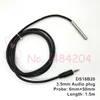 Sensor de temperatura Digital DS 18B20, 6mm x 50mm, Sonda, conector de Audio de 3,5mm, programable, resistente al agua, ds18b20, alambre negro PVC de 1,5 m ► Foto 1/3