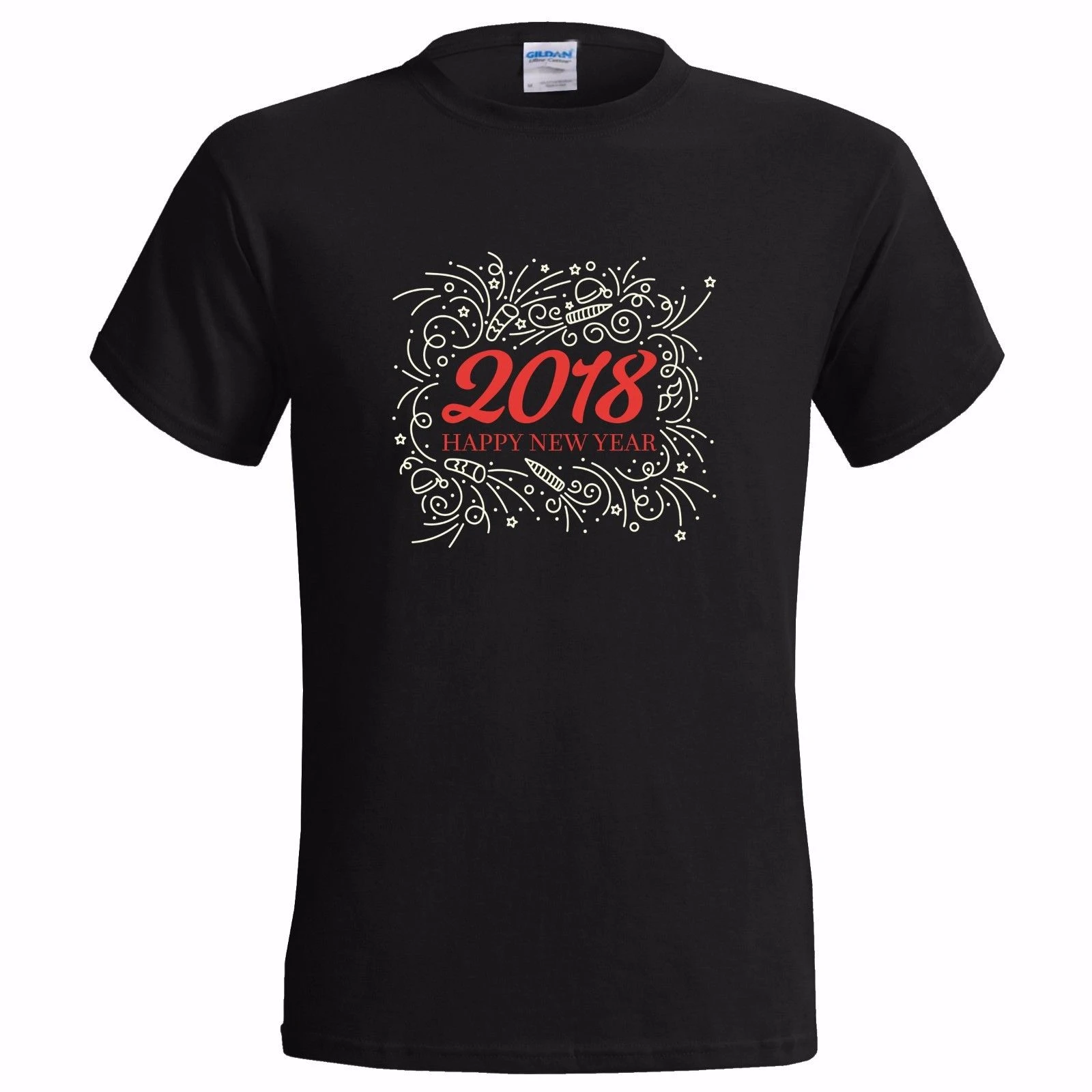 HAPPY 2018, camiseta para hombre con diseño de dibujo, de fin de año para celebrar el fiesta, Cool, Casual, orgullo, camiseta para hombre, nueva moda Unisex|Camisetas| - AliExpress