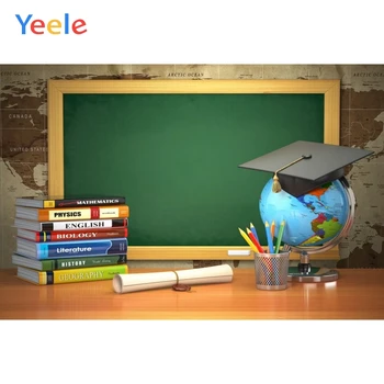 

Yeele Children Back To School Blackboard Books Globe Photography Background Customized Photographic Backdrop For Photo Studio