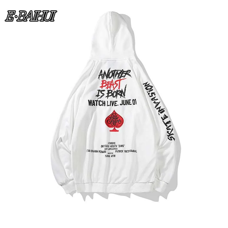 

E-BAIHUI 3XL Oversized Hip Hop Men Hoodies Autumn Hooded Sweatshirt Street Rock Locomotive Harajuku Print Women Hooded TopsCW04