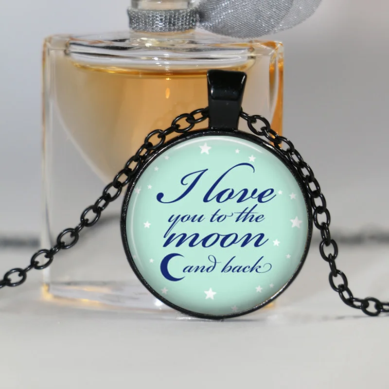 Free shipping I love you to the moon and back Necklace valentine gift jewelry moon pendant necklace best friend gift idea