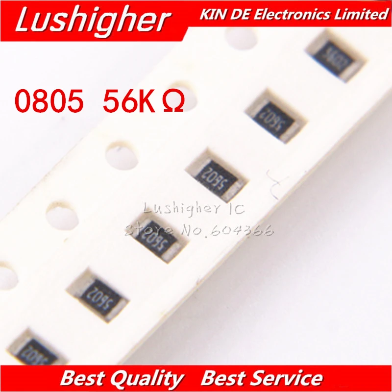 100 шт. 0805 SMD резистор 5% 56K Ом 5602 563 56 ком | Электронные компоненты и принадлежности