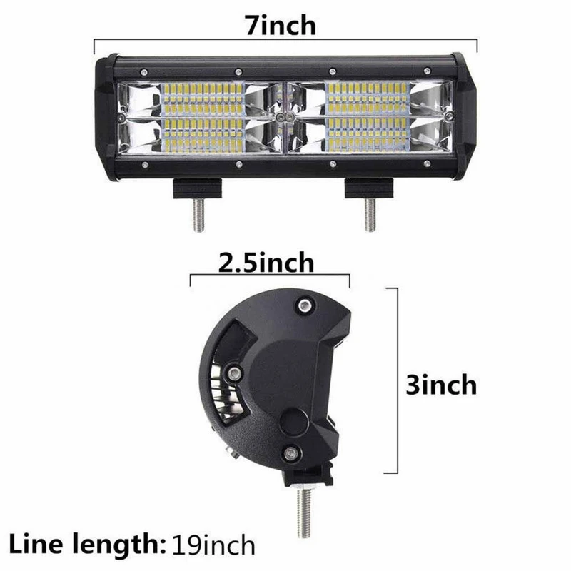 New 7inch 216W 8D Aluminum LED Work Light Bar Flood Driving Lamp SUV ATV Offroad 4WD 21600LM