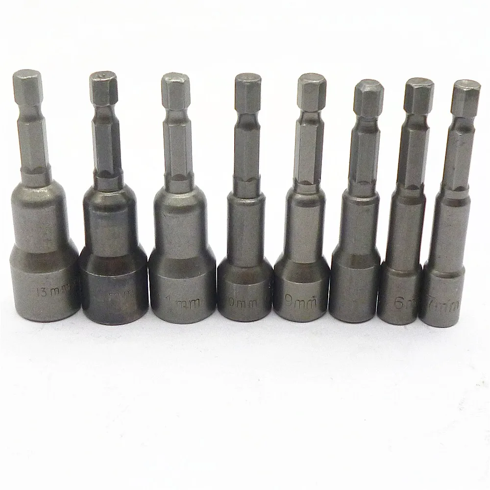 8Pcs metric 6mm 13mm socket nut driver adapter wrench 1/4