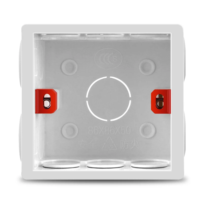 

Adjustable 86 Switch socket Box,Mount Back Box Plasterboad 50mm Depth Wall Switch Wall Socket Mounting Cassette BOX,83*81*50mm