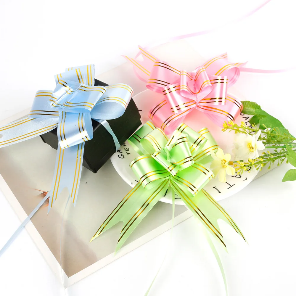 

10pcs/lot 3cm*46cm Organza Pull Bows Ribbon Wedding Car Decoration Birthday Party Supplies DIY Gift Packaging Material
