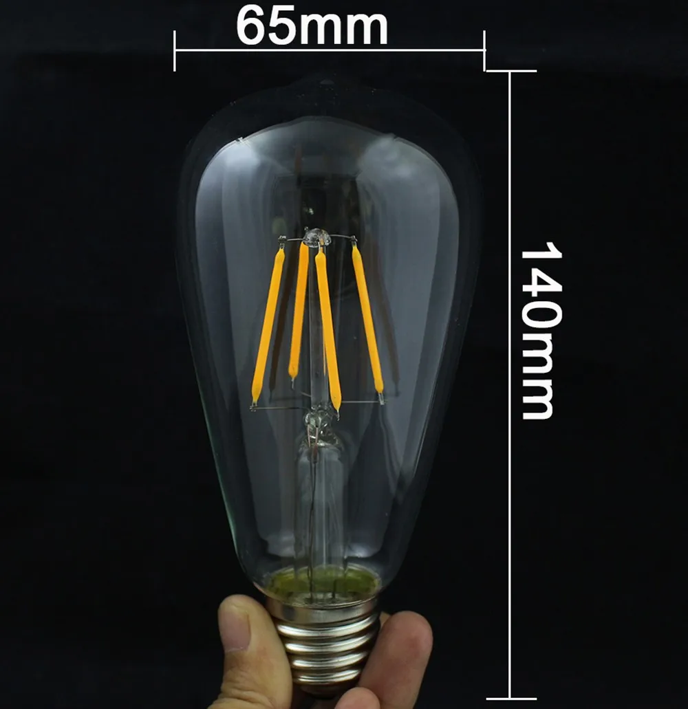 5x Высокая яркость светодиодный Эдисона лампы Внутренние светодиодные лампы прозрачное стекло AC220-240V E27 4 Вт 6 Вт 8 Вт светодиодный лампочка накаливания белый/теплый белый