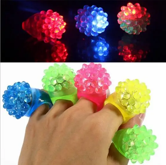 

1152pcs Free DHL LED Toys Light Strawberry Flashing Finger Ring Elastic Rubber Ring Event Party Supplies Glow Toys YH313